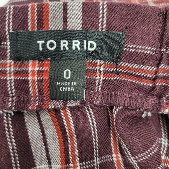 Torrid Women's Plaid Maroon Pull on Light Flannel Feeling Skirt Size 0 (12/L) - Picture 8 of 12